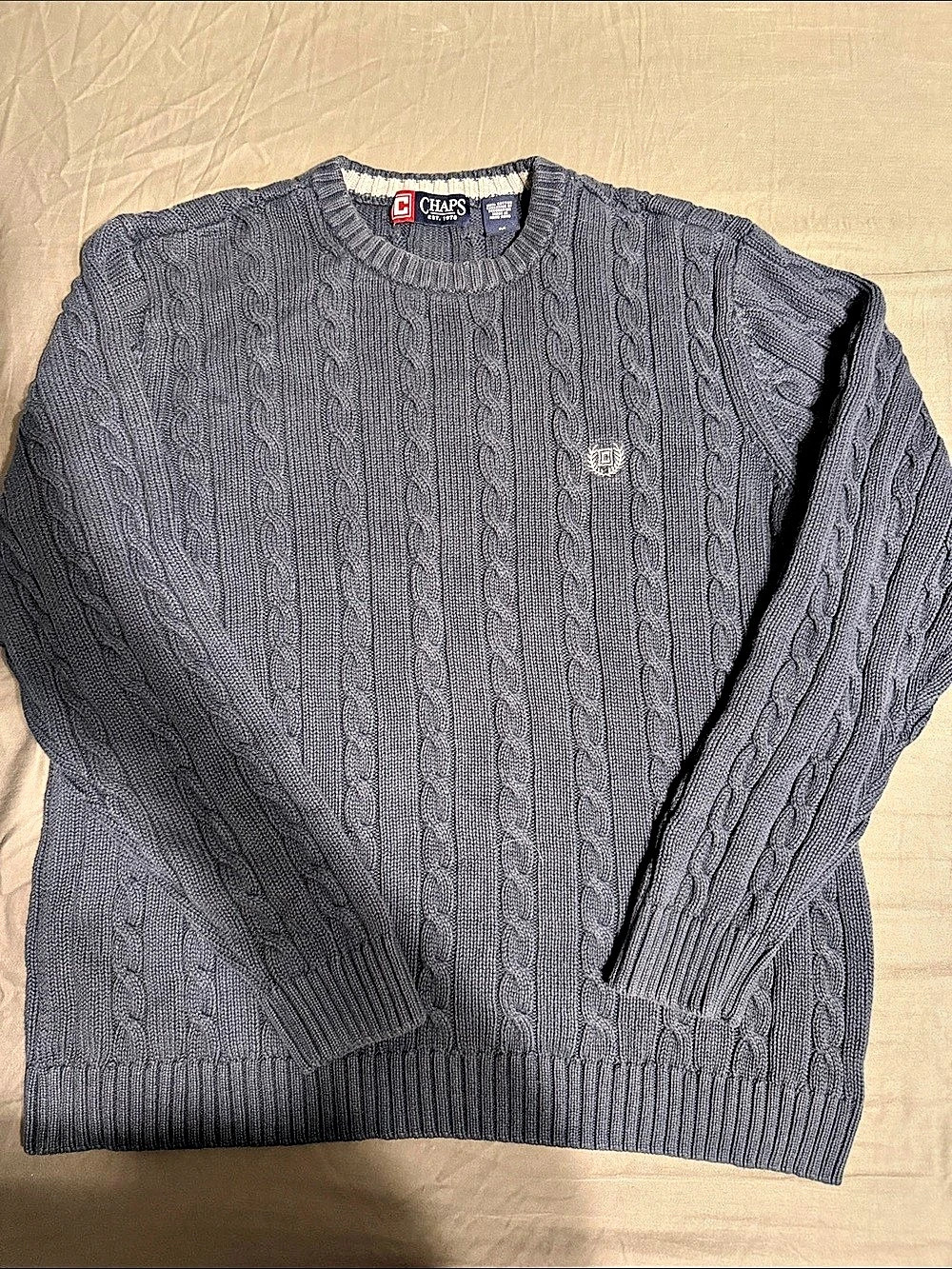 Vintage Chaps Cable Knit Crewneck Gray Medium